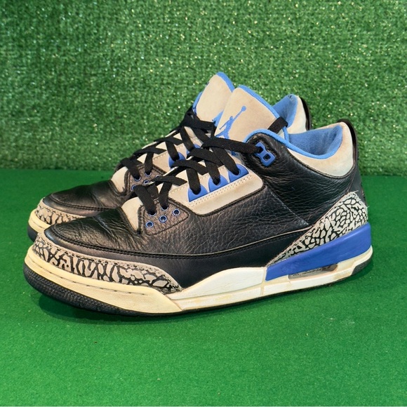 Nike Air Jordan 3 Retro Black Sport Blue 136064-007 Men’s Size 9.5 - Picture 3 of 7